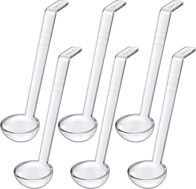 Photo 1 of Tioncy 12 Pcs 1 Oz Small Ladle for Serving Sauce 7.09 Inches Plastic Mini Ladles Long Handle Spoon for Serving Sauce, Soup, Dressing, Punch Bowl, Toppings, Gravy, Cocktail, Fruit Juices(Clear)

