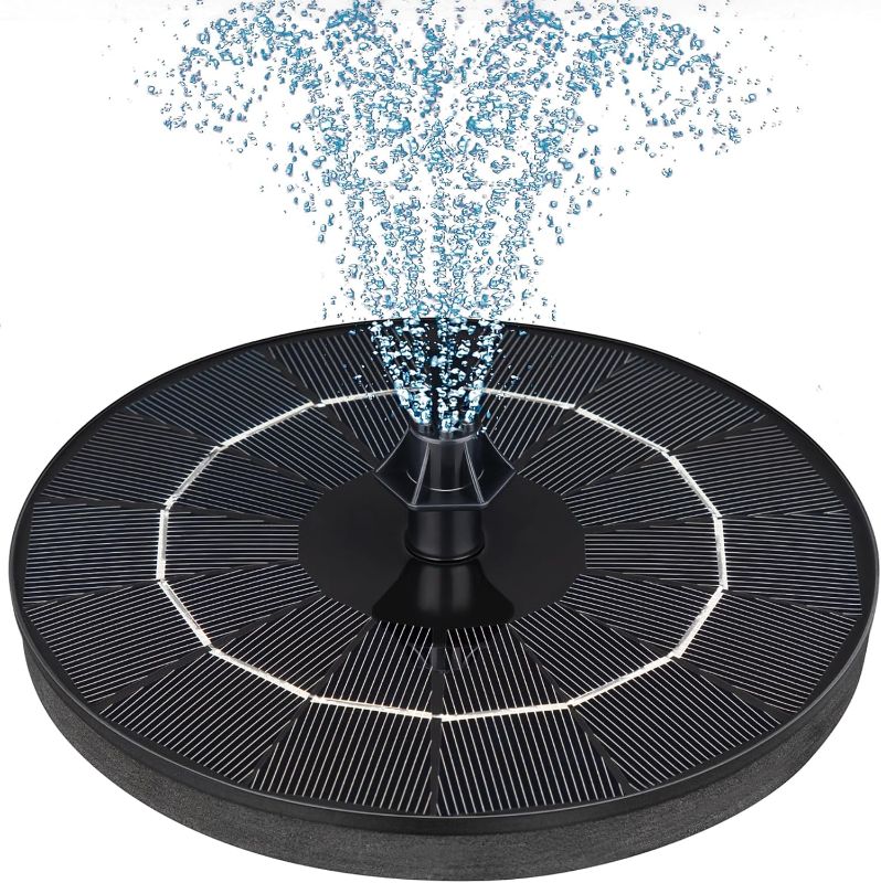 Photo 1 of Mademax Upgraded Solar Fountain with 4 Easy Install Nozzle and Fixer, Solar Powered Fountain Pump for Bird Bath, Garden, Pond, Pool, Fish Tank, Outdoor
