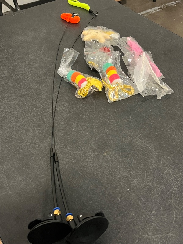 Photo 1 of *Similar to Picture** 
4-in-1 Interactive Cat Toys Set - Feather, String, Stick & Wand Toys with Replaceable Attachments for Indoor Cats (Includes Suction Cup & Hanging Door Toy)
