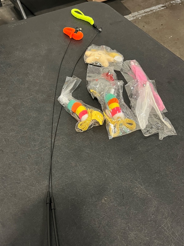 Photo 1 of *Similar to Picture** 
4-in-1 Interactive Cat Toys Set - Feather, String, Stick & Wand Toys with Replaceable Attachments for Indoor Cats (Includes Suction Cup & Hanging Door Toy)
