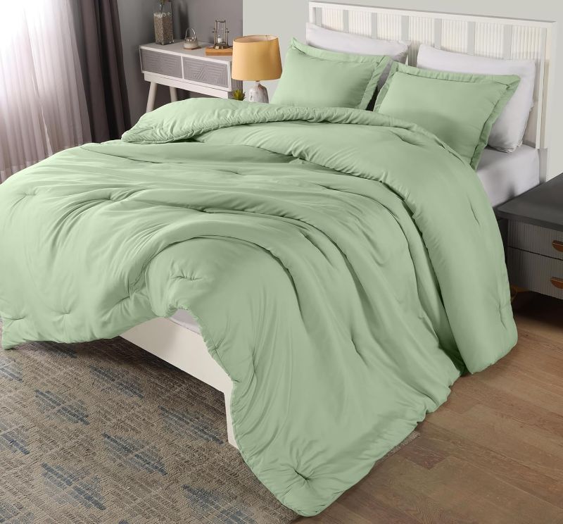 Photo 1 of Utopia Bedding Queen Duval Cover Set Sage Green, Comforters Queen Size 2 Pieces Bedding Comforters Sets, Down Alternative Soft Bed Set, 1 Comforter (64 x 88 inches) 2 Pillow Sham (20 x 26 inches)
