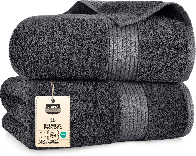 Photo 1 of Utopia Towels Extra Large Bath Sheets 2 Pack, 35 by 70 Inches,100% Cotton Highly Absorbent & Quick Dry Bath Towel for Adults, Super Soft Towel, Grey
