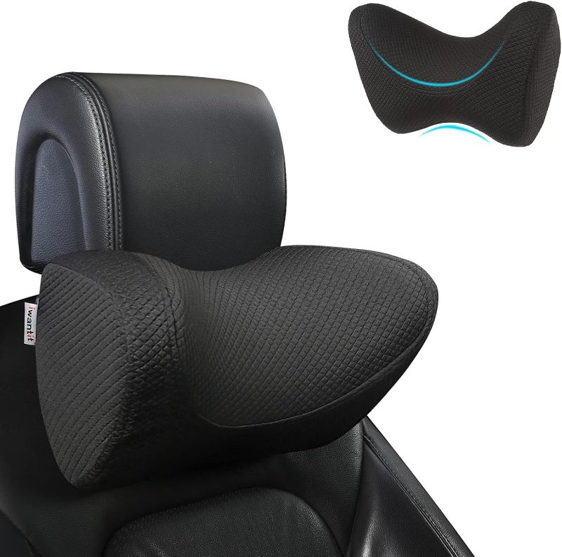 Photo 1 of Car Neck Pillows with Memory Foam, Neck Supporting for Long Time Driving, Adjustable Straps and Comfy Outer Cover(Black,1Package, Large Size