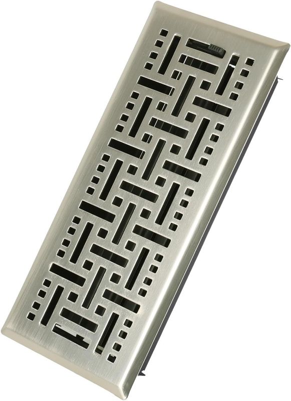 Photo 1 of 4" x 10" Electroplated Floor Register 1-Pack, Walkable Decorative Metal Vent Cover, Adjustable 0-90° Airflow, Safe Curved Edges for Floor/Wall, Brushed Nickel
