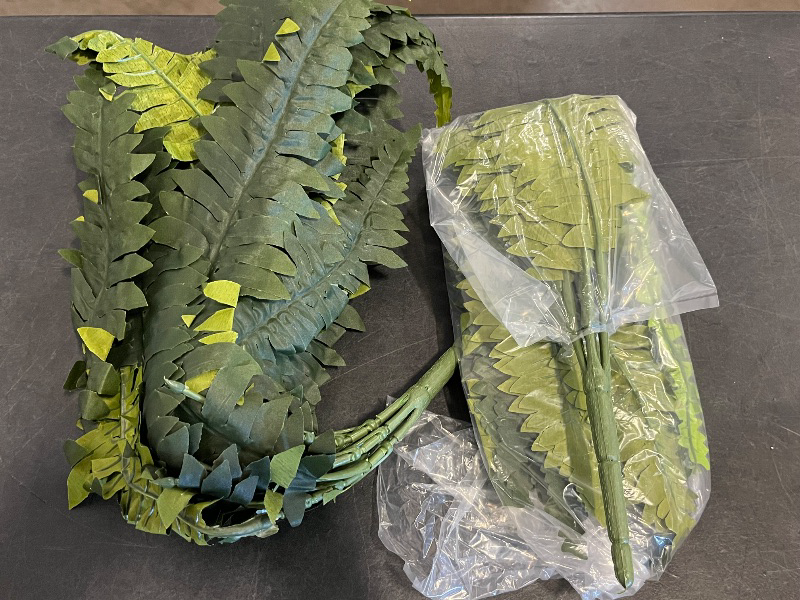 Photo 1 of 2 Pack Artificial Fern for Outdoors 33" Fake Boston Ferns Large Artificial Plants Faux Ferns for Front Porch Halls Indoors Gardens Churches Window Box Decorating
