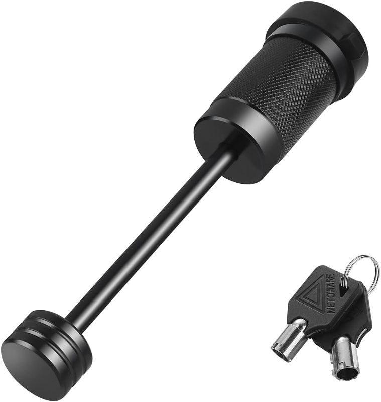 Photo 1 of METOWARE Trailer Tongue Coupler Lock 1/4" Dia, 3-1/2" Span, Trailer Hitch Lock for Latch-Type Coupler, Black Trailer Pin Lock for Towing Trailer RV Car Boat Truck (1 Pack)
