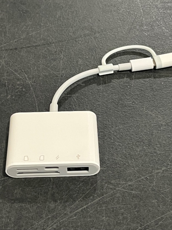 Photo 1 of SD Card Reader for iPhone iPad Trail Camera Viewer 3-in-1 SD Adapter with Dual Slots & USB Port, Memory Card Adapter Dual-connector Design with Lightening&USB-C for Photographers, Plug & Play
