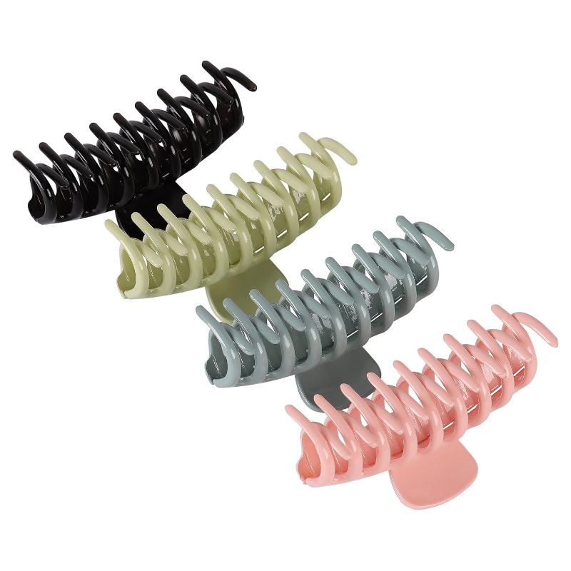 Photo 1 of Large Hair Clips,4 Inch Hair Clip for Women and Girls,Non-slip Big Claw Hair Clips for Thick Hair and Thin Hair,Hair Clips for Styling,Plastic Material,4 Color Available(4 Count)
