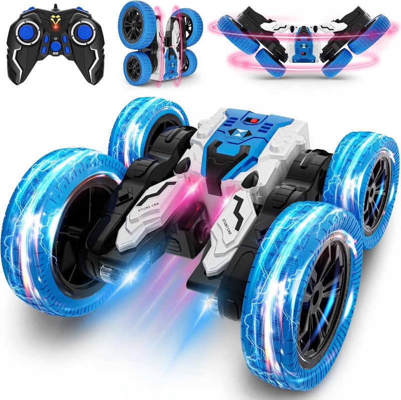 Photo 1 of Remote Control Car, Double Sided RC Car, 4WD Off-Road Stunt Car with 360° Flips, 2.4Ghz Indoor Outdoor All Terrain Rechargeable Electric Toy Cars Gifts for Boys Kids 3 4 5 6 7 8 9 10 11 12 Year Old
