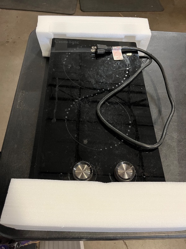 Photo 1 of 12 Inch Electric Cooktop, 2 Burner Electric Stove Top with 9 Power Levels, Knob Control, Auto shutdown and Residual Heat Warning, 2000W, Ideal for Countertop & Built-In Use (110-120V)
