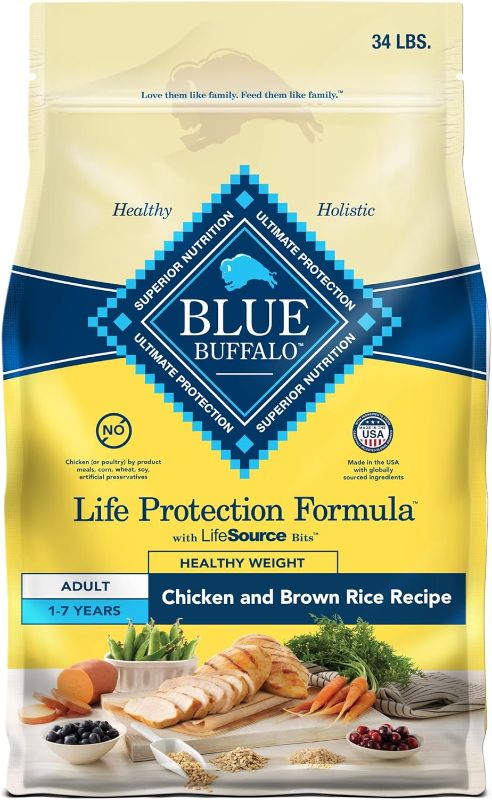 Photo 1 of Blue Buffalo Life Protection Formula Healthy Weight Adult Dry Dog Food, Supports an Ideal Weight, Made with Natural Ingredients, Chicken & Brown Rice Recipe, 34-lb. Bag
