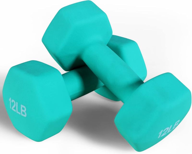 Photo 1 of Neoprene Dumbbell Hand Weights, Anti-Slip, Anti-roll, Hex Shape Colorful, Pair or Set with Stand