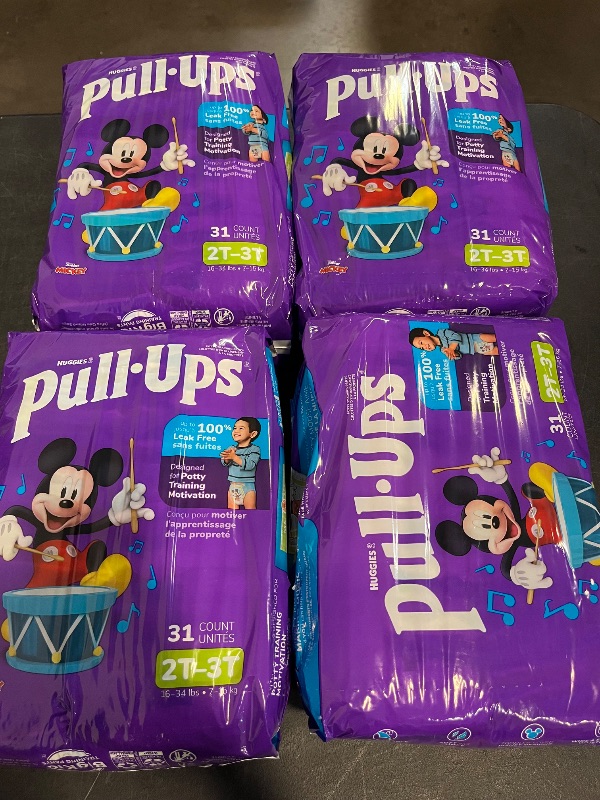 Photo 1 of Pull-Ups Boys' Potty Training Pants, Size 2T-3T Training Underwear (16-34 lbs), 124 Count (4 Packs of 31), Packaging May Vary
