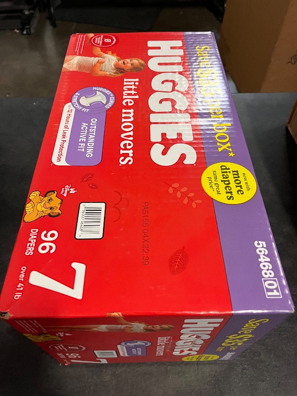 Photo 1 of Size 7 Huggies Size 7 Diapers, Little Movers Baby Diapers, Size 7 (41+ lbs), 96 Count (2 Packs of 44), Packaging May Vary

