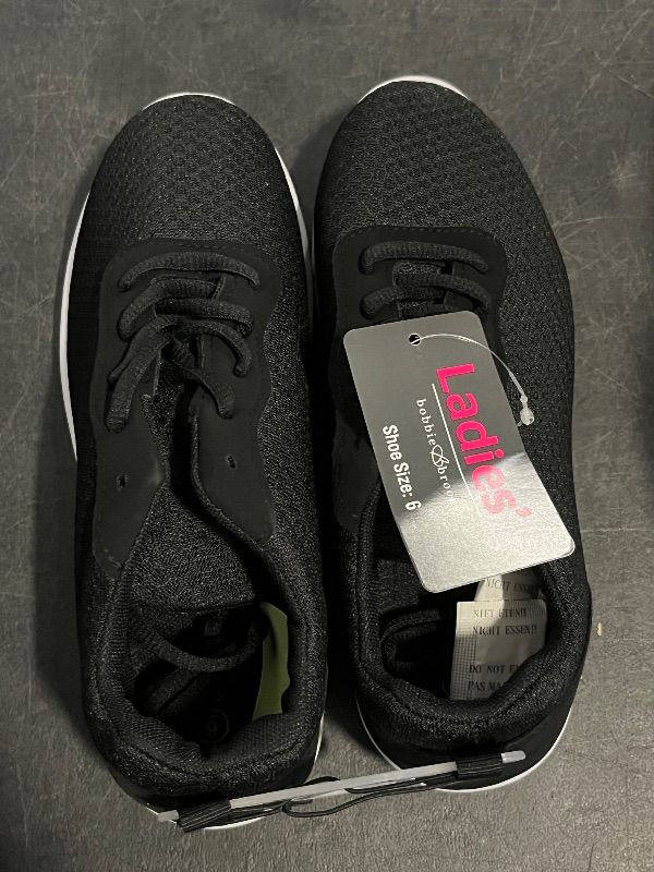 Photo 1 of Size 6 Women's Bobbie Brooks Black Fabric Tennis Shoes
