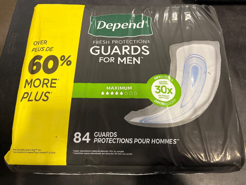 Photo 1 of Depend Guards Incontinence Pads for Men, Maximum Absorbency, 84 Count 