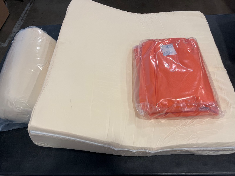 Photo 1 of Easy-Going Waterproof Patio Chair Cushion Back 24x20 in + Seat 24x24x4 in Non-Slip Outdoor Seat Cushion with Zipper and Handle Orange
