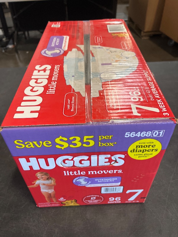 Photo 1 of Size 7 Huggies Little Movers Baby Diapers Count 96ct 