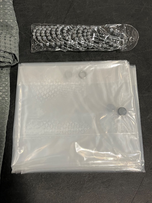 Photo 1 of 3 in 1 Shower Curtain Set, Waffle Shower Curtain and Liner Set with 12 Double Sided Shower Curtain Hooks, 258GSM Luxury Weighted Cloth Shower Curtains for Bathroom
