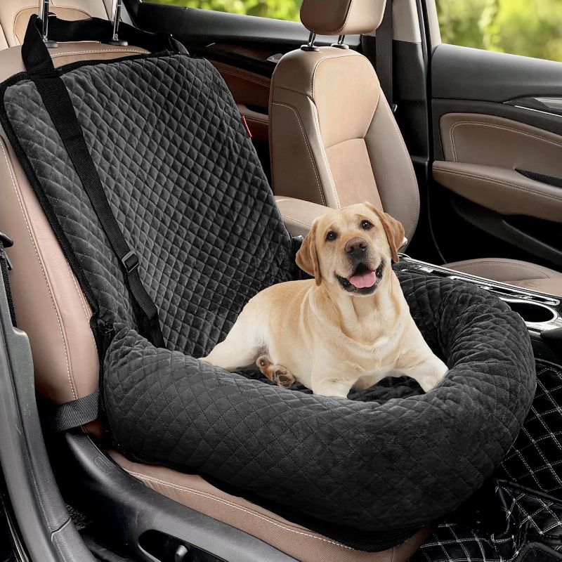 Photo 1 of Dog Car Seat for Small Medium Dogs,Detachable Washable Travel Safety Pet Booster Seat, Comfy Ultra Soft and Multifunctional Car Travel Bed,Black