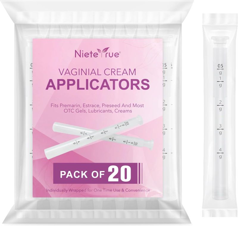 Photo 1 of Disposable Vaginal Applicators – Updated with Dosage Markings, Individually Wrapped for Hygiene, Fits Most Lubricants, Creams & Gels, Feminine Care Essentials (20 Pack)
