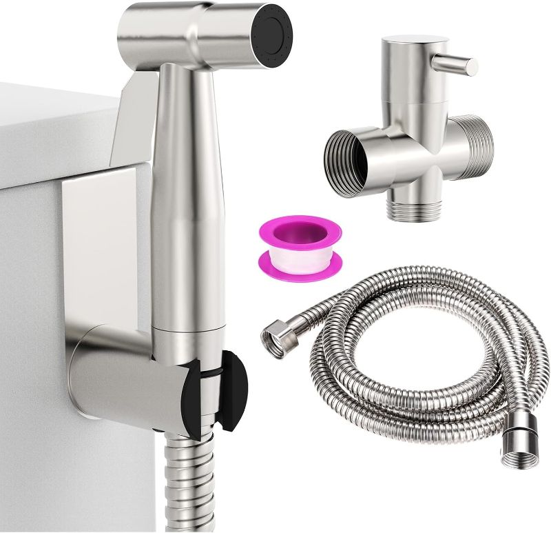 Photo 1 of Handheld Bidet Sprayer, Toilet Sprayer with Hose, Bidet Attachment for Toilet, Stainless Steel Handheld Bidet for Female Wash, Bathing Pets [Brushed Silver]
