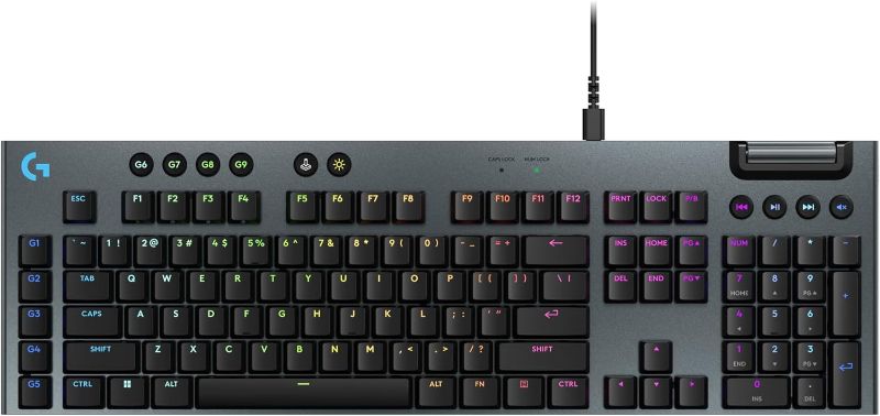 Photo 1 of Logitech G915 X Wired Mechanical Gaming Keyboard, Double-Shot PBT Keycaps, Fully Programmable Keys, RGB Backlit Mac/PC Gaming Keyboards, Aluminum Finish, GL Linear Switches, Black

