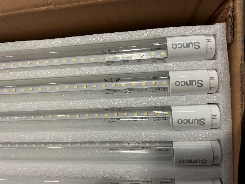 Photo 1 of Sunco 50 Pack T8 LED Bulbs 4 Foot, Tube Light Bulbs Ballast Bypass, 48 Inch Fluorescent Replacement, 2200 LM, 18W, 6000K Daylight Deluxe, Single Ended Power, Type B, Clear Lens UL.
