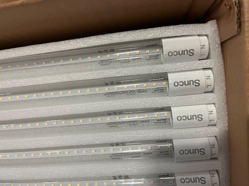 Photo 1 of Sunco 50 Pack T8 LED Bulbs 4 Foot, Tube Light Bulbs Ballast Bypass, 48 Inch Fluorescent Replacement, 2200 LM, 18W, 6000K Daylight Deluxe, Single Ended Power, Type B, Clear Lens UL.
