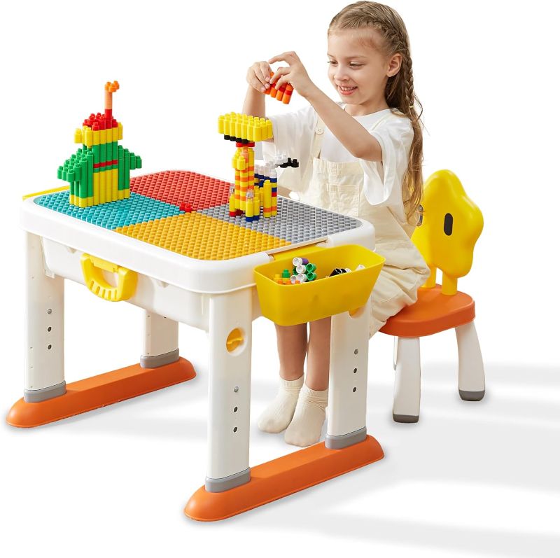 Photo 1 of KUB Kids ActivityTable Building Blocks Table and Chair Set Kids Water and Sand Play Table for Boys Girls 3 4 5-7 Years Old
