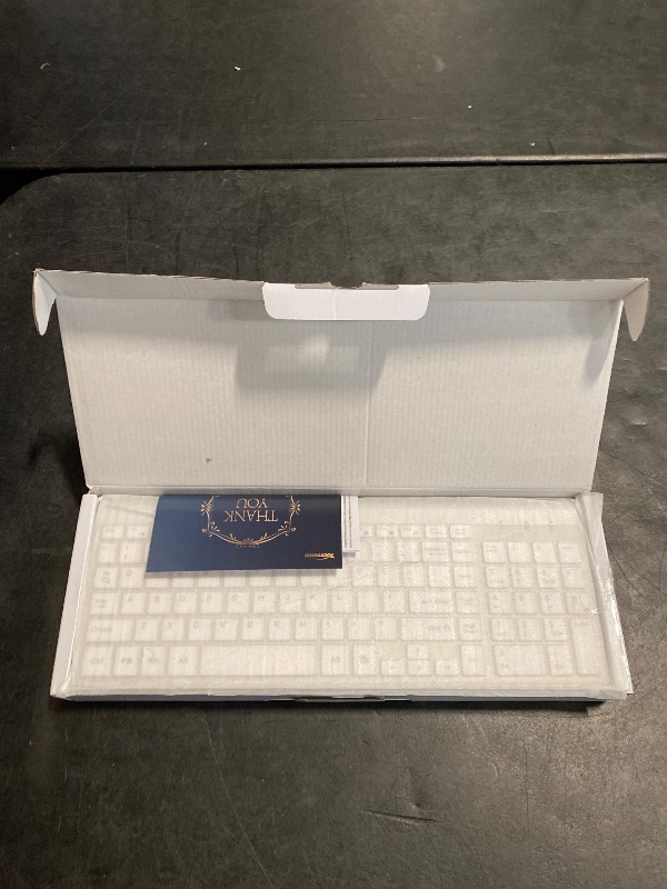 Photo 1 of Wireless Keyboard and Mouse Ultra Slim Combo, TopMate 2.4G Silent Compact USB 2400DPI Mouse and Scissor Switch Keyboard Set with Cover, 2 AA and 2 AAA Batteries, for PC/Laptop/Windows/Mac-Silver White