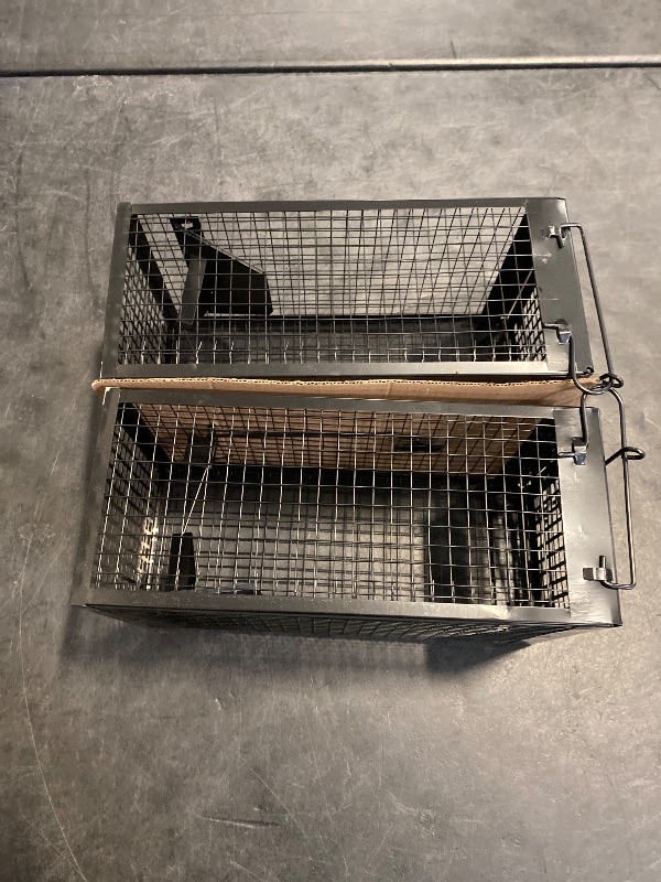 Photo 1 of 2 Packs Humane Rat Trap Outdoor Mouse Traps Indoor Use, Rodent Chipmunk Traps for Small Live Animal Catch and Release - Black