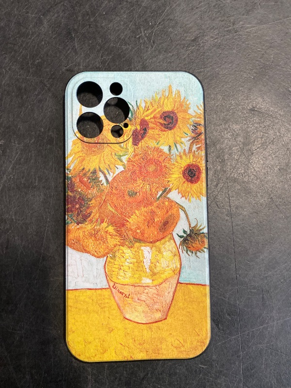 Photo 1 of for iPhone 12 Pro Max Sunflower Case, Yellow Pattern Artistic Van Gogh Retro Floral Painting Slim-Fit Phone Cover
