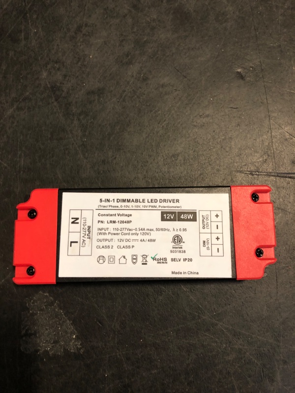 Photo 1 of 48W 12V Dimmable LED Driver, 5 in 1 TRIAC/0-10V/1-10V/10V PWM/RX AC to DC Lighting Power Supply Transformer for All Lutron & Levition Dimmer, Constant Voltage Projects, UL&FCC-Listed, Class 2