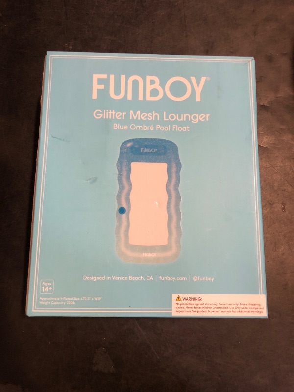 Photo 1 of FUNBOY Giant Inflatable Luxury Blue Glitter Mesh Lounger Water Hammock Pool Float, Perfect for a Summer Pool Party Large
