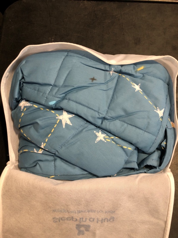 Photo 1 of Mr. Sandman Weighted Blanket 7 lbs Twin/Full-Size Bed, Best for 50-90lb Cozy Cotton Blanket with Glass Beads - 41" x 60" Star Moon Blue