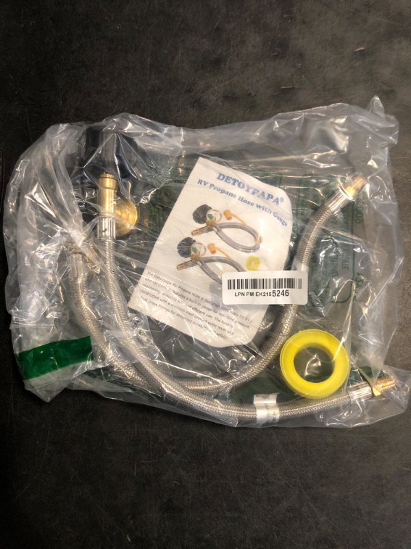 Photo 1 of 15 Inch RV Propane Hose Replacement - Camper Propane Hose with Gauge Stainless Steel Braided, 1/4" Male NPT and QCC1 Propane Pigtail for 2 Stage Regulator - Ideal for BBQ, RV, and Camping (2 Pack)