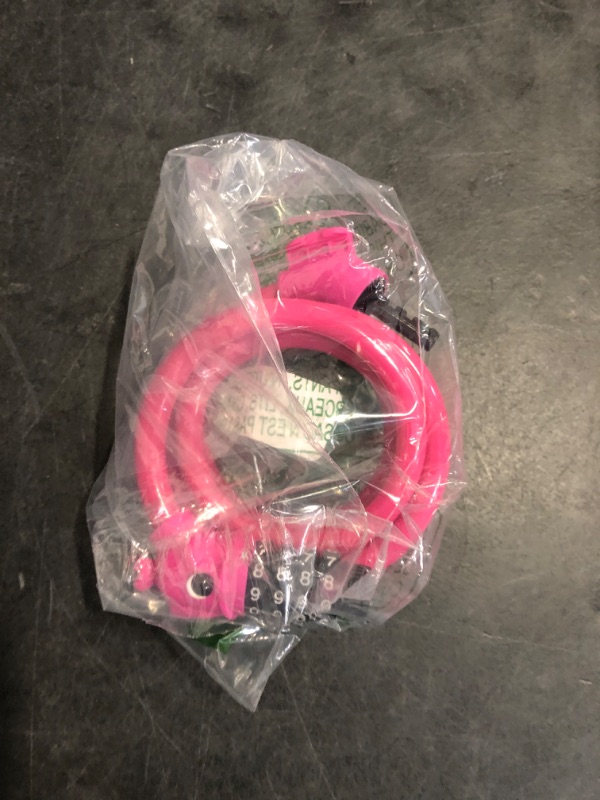Photo 1 of Monotre Bike Lock, 3.9 Feet 4-Digit Resettable Combination Password Anti-Theft Cable Lock, Cute Coiled Bike Lock with Mounting Bracket, Suitable for Bicycles, Electric Scooters, Ebikes (Pink-10mm)