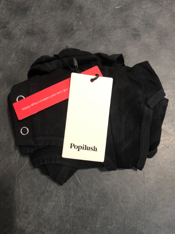 Photo 1 of Medium Popilush Bodysuits for Women Tummy Control Country Concert Date Outfits Henley Going Out Tops Black Body Suit Sleeveless Thong Tank Top 