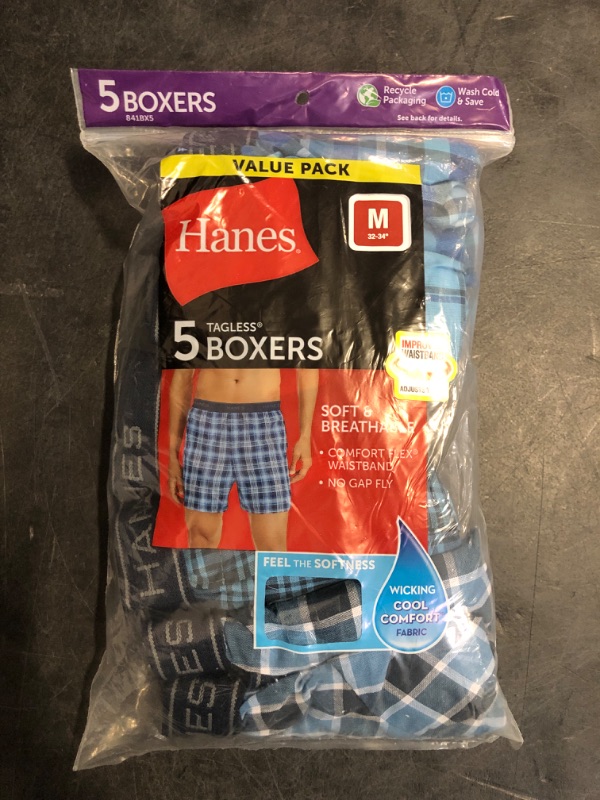 Photo 1 of (M) Hanes Men Hanes Men's Tagless Boxers with Exposed Waistband, Assorted Multi-Packs and Colors