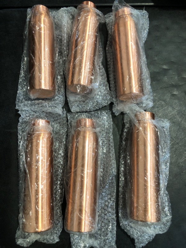 Photo 1 of NORMAN JR, Copper Water Bottle 1L - Gift Box of 6, Plain, an Ayurvedic vessel made from pure copper - helps you drink more water, with many health benefits
