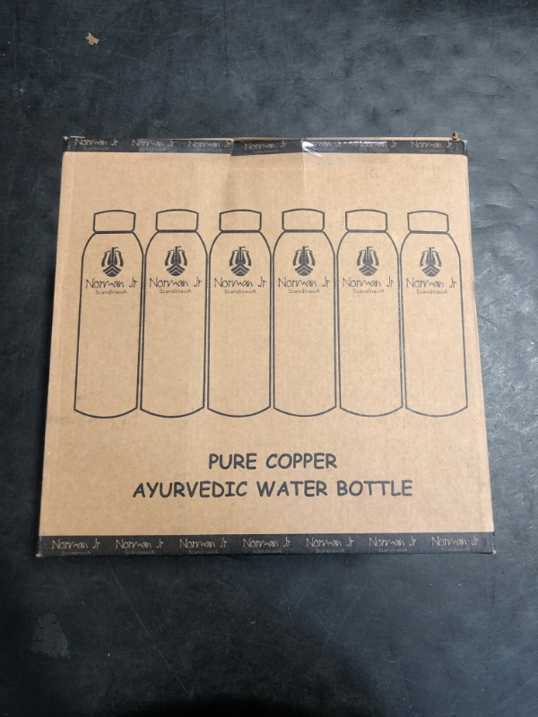 Photo 1 of NORMAN JR, Copper Water Bottle 1L - Gift Box of 6, Plain, an Ayurvedic vessel made from pure copper - helps you drink more water, with many health benefits