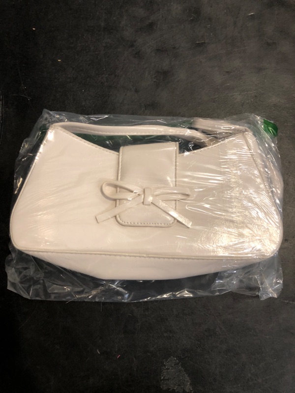 Photo 1 of Shoulder Bag for Women, Hobo Handbags Trendy Y2K Purses Patent Leather Clutch Bag Cute Bow Purse White