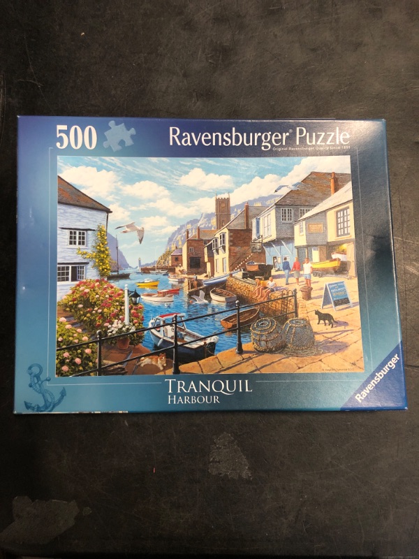 Photo 1 of Ravensburger - Tranquil Harbour - 500 Piece Jigsaw Puzzle - Stunning, Vivid Imagery of a Summer Coastal Harbor - Inspiring Scene - Ideal Gift - Frameable Art - Screen-Free Fun - Puzzles for Adults