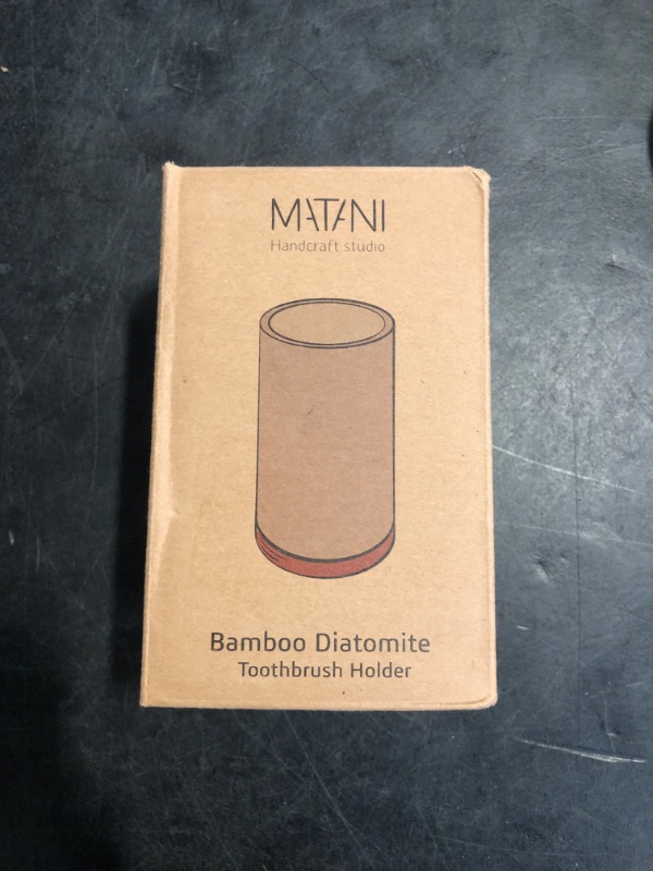 Photo 1 of Matani Bamboo Toothbrush Holder Diatomite Tooth Brush Organizer - Storage Stand for Small Bathroom & Counter - Removable Base & Drain Holes, Water-Absorbent & Quick-Drying (Light Grey)