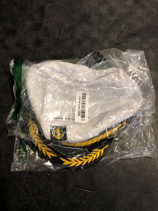 Photo 1 of Adult Yacht Boat Sailor Captain Costume Hat Cap Marine Admiral (White), As Shown, 22 x 15 x 5 cm