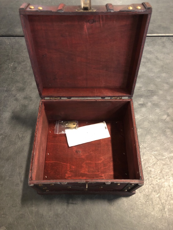 Photo 1 of Brynnberg - Pirate Treasure Chest Storage Box - Vitec 9,4x8,3x7,1" - Durable Wooden Treasure Chest with Lock - Unique Handmade Decorative Wood Storage Box - Vintage Wood Chest Box - The Best Gift