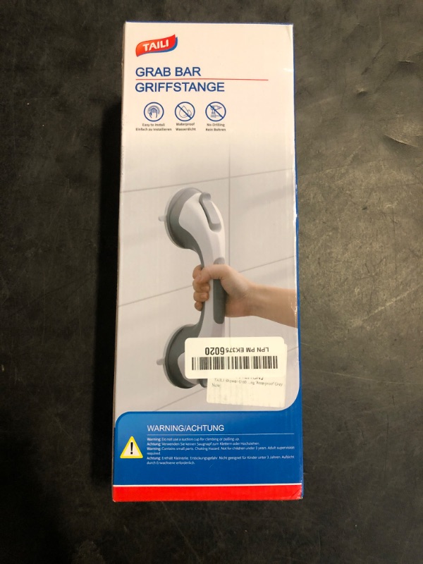 Photo 1 of TAILI Shower Grab Bar Glow in The Dark, 12.2 in Grab Bars for Bathtubs and Showers, Bath Handles Bath Rails for Seniors and Elderly,Bathroom Safety Grip Removable No Drilling Waterproof Grey