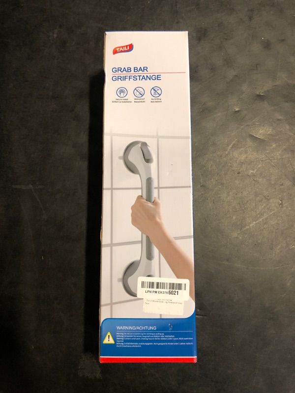 Photo 1 of TAILI Shower Grab Bar Glow in The Dark, 16.8 in Grab Bars for Bathtubs, Shower Handles Bath Rails for Seniors and Elderly, Bathroom Safety Grip Removable No Drilling Waterproof Grey