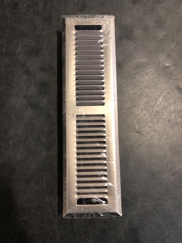 Photo 1 of HVAC Premium 2" X 12" Modern Floor Register Grille with Dampers - Contempo Decorative Grate - HVAC Vent Duct Cover - Satin Nickel
